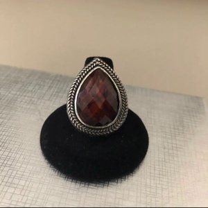 3/$25 ** Antique silver drop shaped stone ring